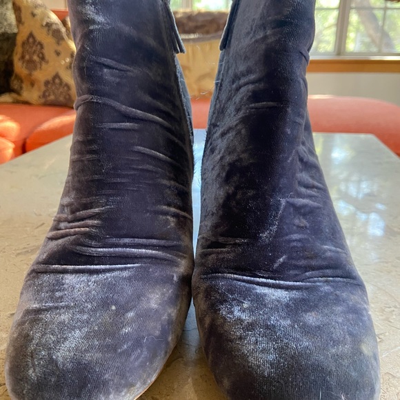 Zara Basic Grey Blue Crushed Velvet Booties - Picture 2 of 8